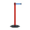 Montour Line Stanchion Belt Barrier Rubber Base Red Post 11ft.Lt Blu Belt MSR630-RD-LBL-110